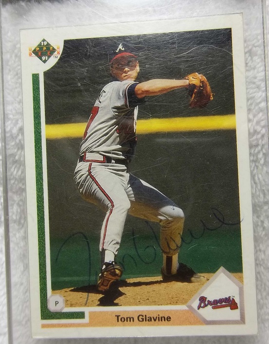 Tom Glavine Autograph 1991 UpperDeck Baseball Card baseball tom glavine cards upper deck 480 autographed